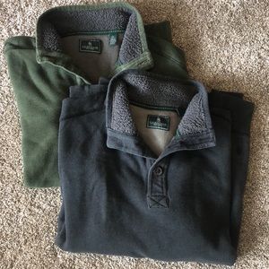 TWO quarter button up sweatshirts
